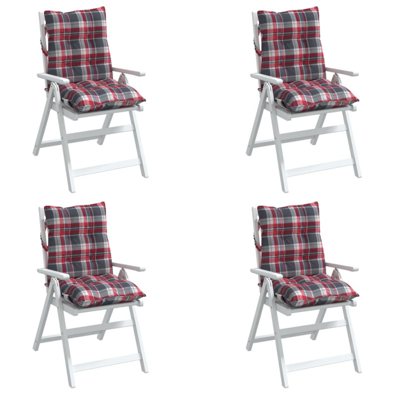 Produktbild för Stolsdynor till stolar med låg rygg 4 st rödrutig oxfordtyg