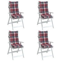 Miniatyr av produktbild för Stolsdynor för stolar med hög rygg 4 st rödrutmönster oxfordtyg