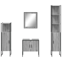 Miniatyr av produktbild för Badrumsskåp set 4 delar grå sonoma konstruerat trä