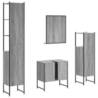 Miniatyr av produktbild för Badrumsskåp set 4 delar grå sonoma konstruerat trä