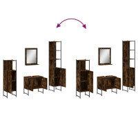 Produktbild för Badrumsmöbler set 4 delar rökfärgad ek konstruerat trä