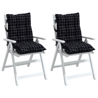 Produktbild för Stolsdynor till stolar med låg rygg 2 st svartrutig oxfordtyg