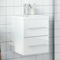 Produktbild för Tvättställsunderskåp med underskåp högglans vit