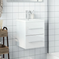 Produktbild för Tvättställsunderskåp med underskåp högglans vit