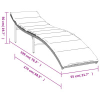 Produktbild för Solsäng med dyna svart 55x199x50 cm konstrotting