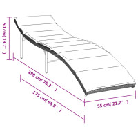 Produktbild för Solsäng med dyna ljusgrå 55x199x50 cm konstrotting