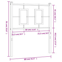 Produktbild för Huvudgavel metall svart 75 cm