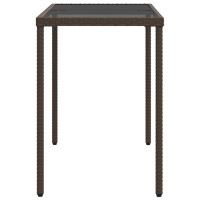 Produktbild för Trädgårdsbord med glasskiva brun 115x54x74 cm konstrotting