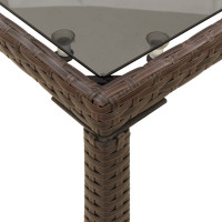 Produktbild för Trädgårdsbord med glasskiva brun 115x54x74 cm konstrotting