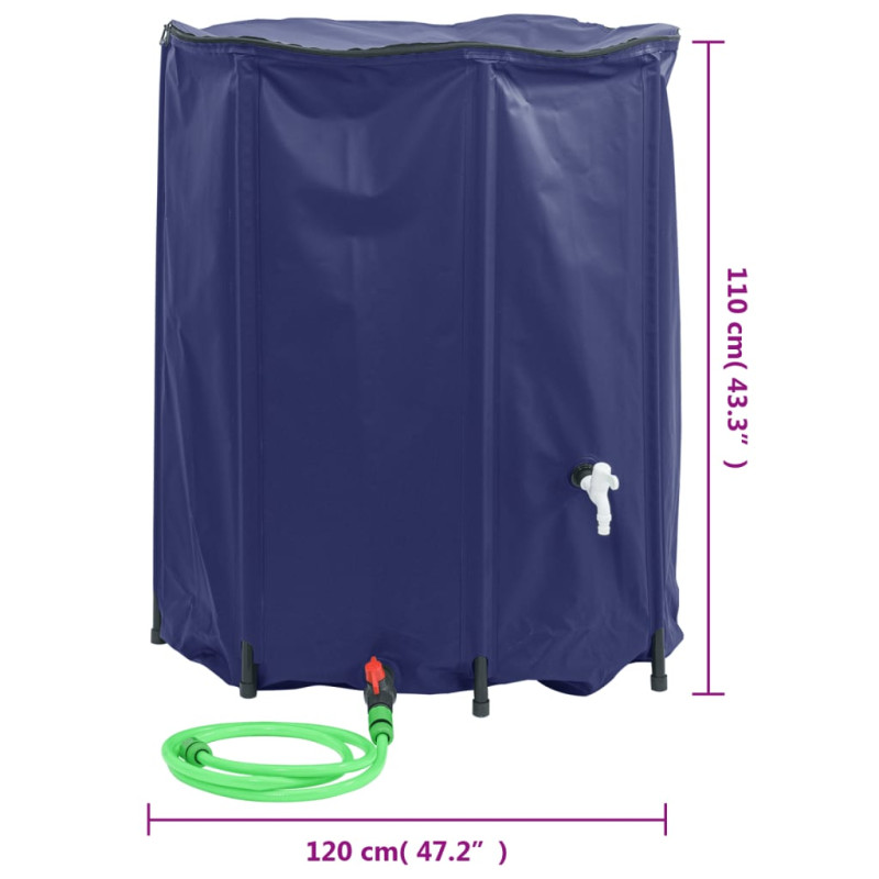 Produktbild för Vattentank med kran vikbar 1250 L PVC