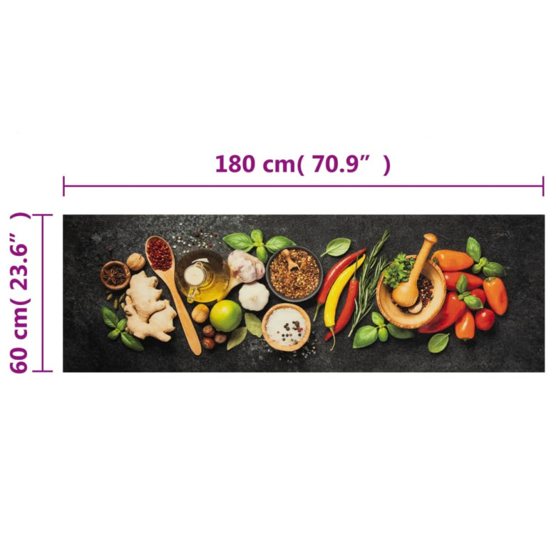Produktbild för Köksmatta maskintvättbar kryddor 60x180 cm sammet