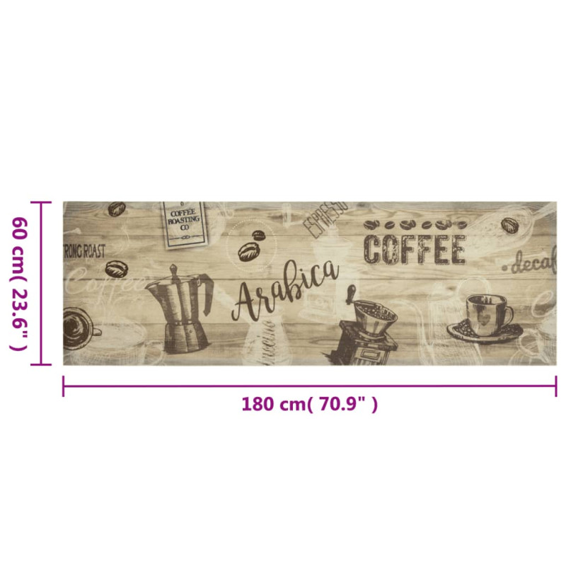 Produktbild för Köksmatta maskintvättbar kaffe brun 60x180 cm sammet