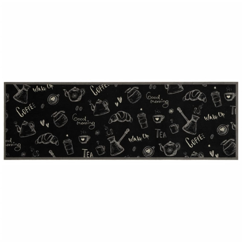 Produktbild för Köksmatta maskintvättbar morgon svart 60x180 cm sammet
