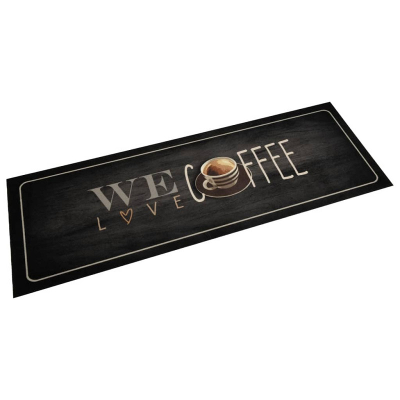 Produktbild för Köksmatta maskintvättbar text kaffe 60x180 cm sammet