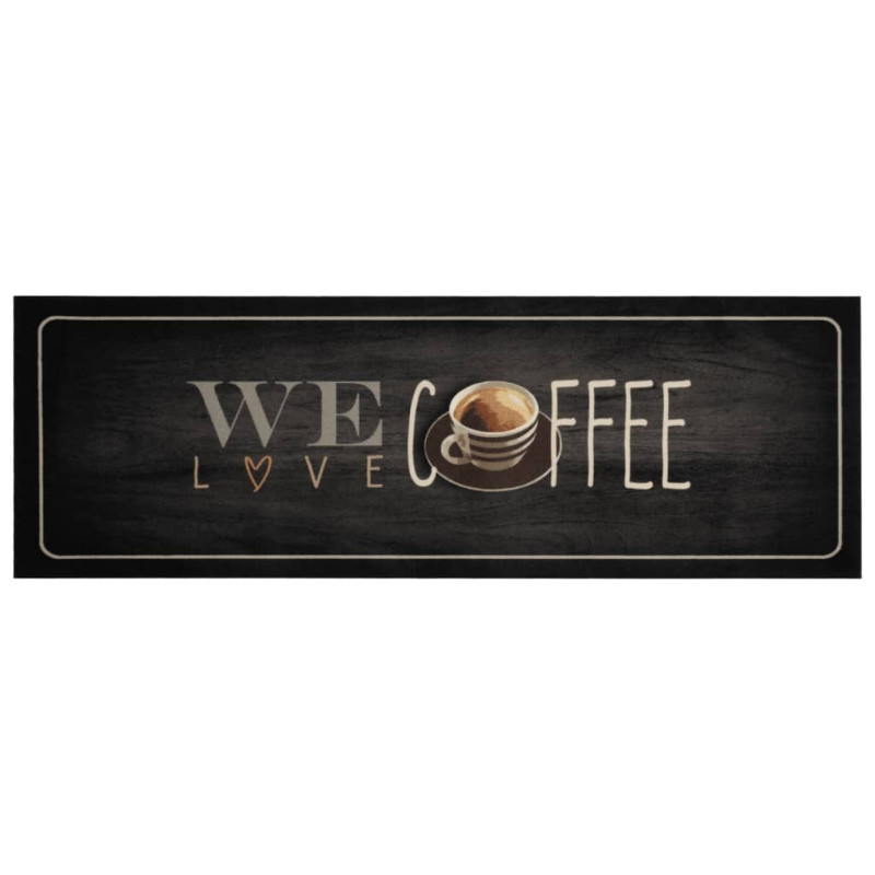 Produktbild för Köksmatta maskintvättbar text kaffe 60x180 cm sammet