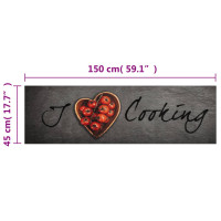Produktbild för Köksmatta maskintvättbar text Cooking 45x150 cm sammet