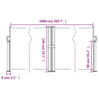 Produktbild för Infällbar sidomarkis svart 140x1000 cm