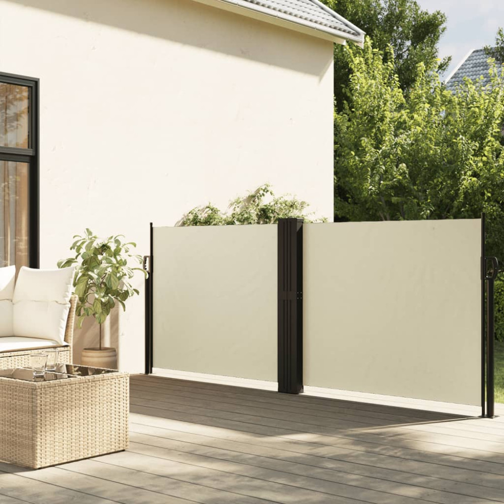 Produktbild för Infällbar sidomarkis gräddvit 100x1000 cm