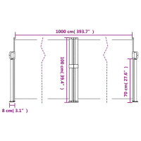 Produktbild för Infällbar sidomarkis gräddvit 100x1000 cm