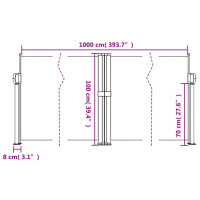 Produktbild för Infällbar sidomarkis röd 100x1000 cm