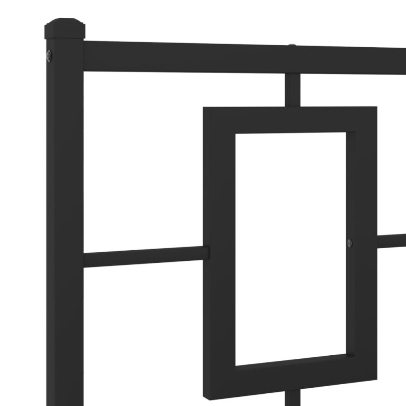 Produktbild för Sängram med huvudgavel metall svart 150x200 cm