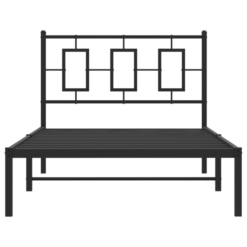 Produktbild för Sängram med huvudgavel metall svart 100x200 cm
