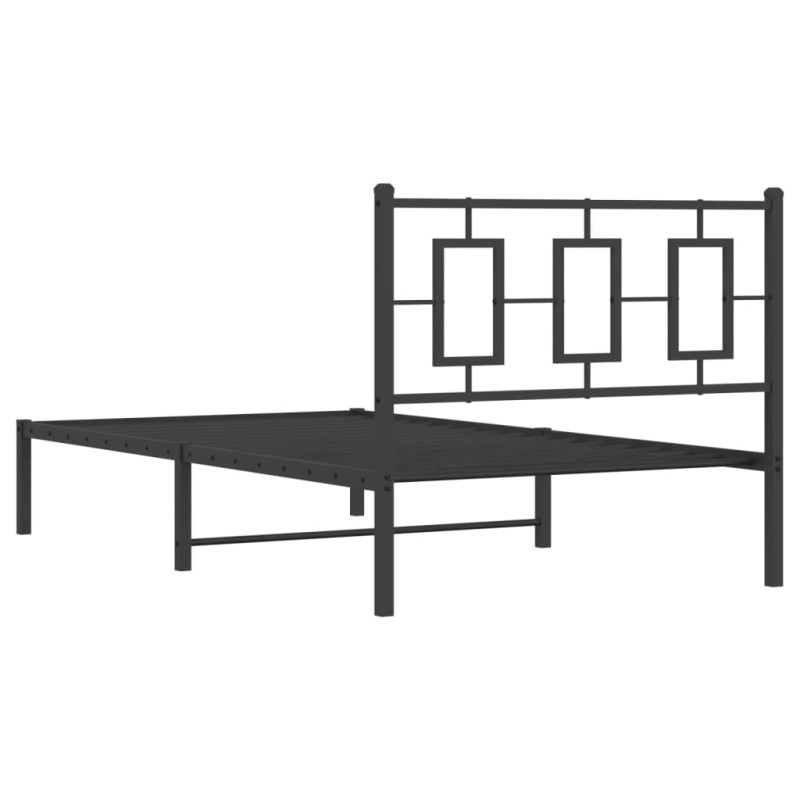 Produktbild för Sängram med huvudgavel metall svart 100x200 cm