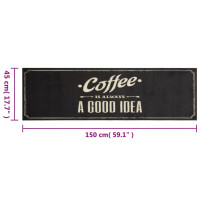 Miniatyr av produktbild för Köksmatta maskintvättbar text Coffee 45x150 cm sammet