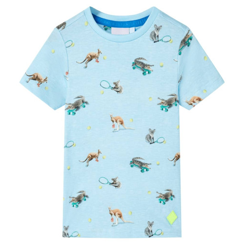 vidaXL T-shirt för barn ljusblå melange 116