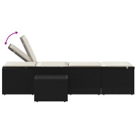 Produktbild för Solsängar 2 st med bord svart konstrotting
