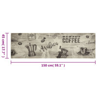 Produktbild för Köksmatta maskintvättbar kaffe grå 45x150 cm sammet