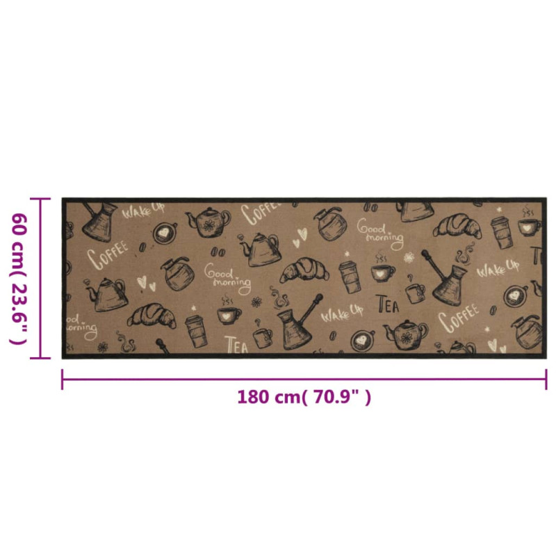 Produktbild för Köksmatta maskintvättbar Morning brun 60x180 cm sammet