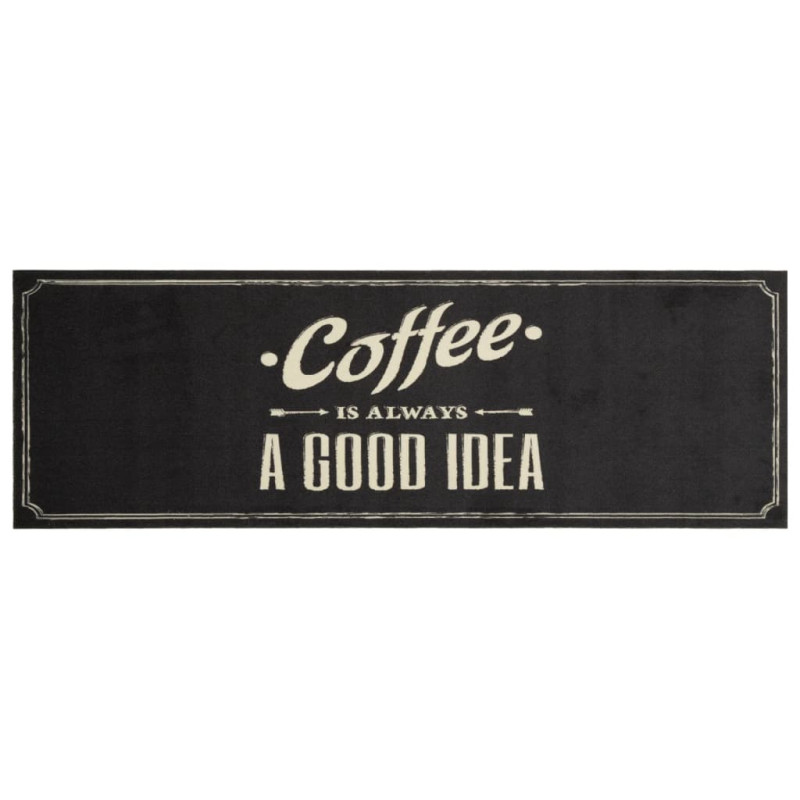 Produktbild för Köksmatta maskintvättbar text Coffee 60x180 cm sammet