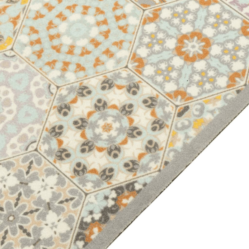 Produktbild för Köksmatta maskintvättbar hexagon pastell 60x180 cm sammet