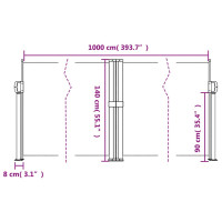 Produktbild för Infällbar sidomarkis brun 140x1000 cm