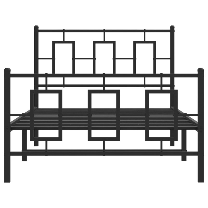 Produktbild för Sängram med huvudgavel och fotgavel svart metall 100x190 cm