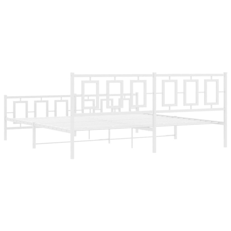 Produktbild för Sängram med huvudgavel och fotgavel vit metall 193x203 cm