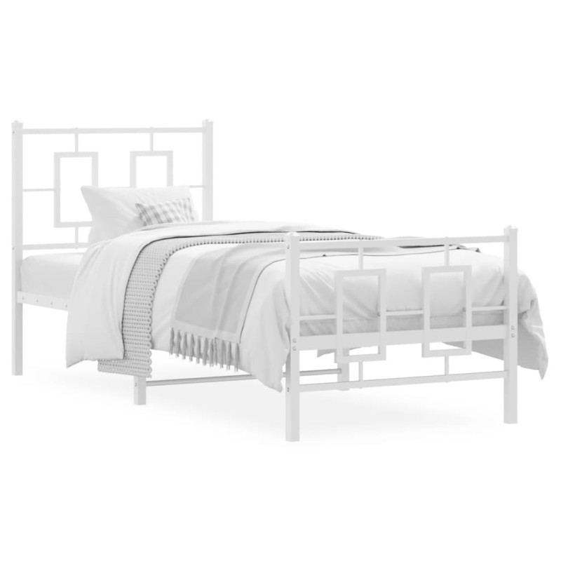 Produktbild för Sängram med huvudgavel och fotgavel vit metall 75x190 cm