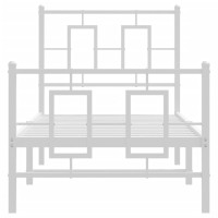 Miniatyr av produktbild för Sängram med huvudgavel och fotgavel vit metall 75x190 cm