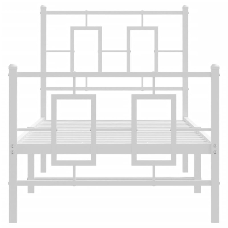 Produktbild för Sängram med huvudgavel och fotgavel vit metall 75x190 cm