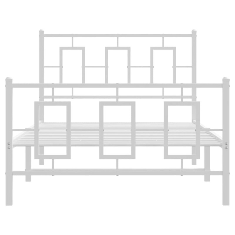 Produktbild för Sängram med huvudgavel och fotgavel vit metall 100x190 cm