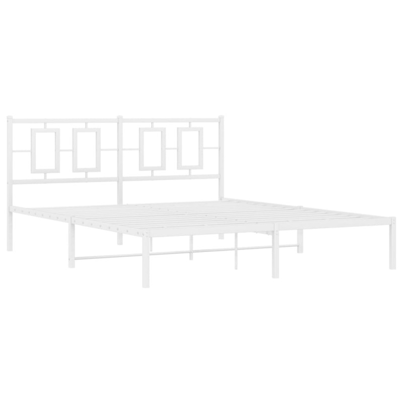 Produktbild för Sängram med huvudgavel metall vit 160x200 cm