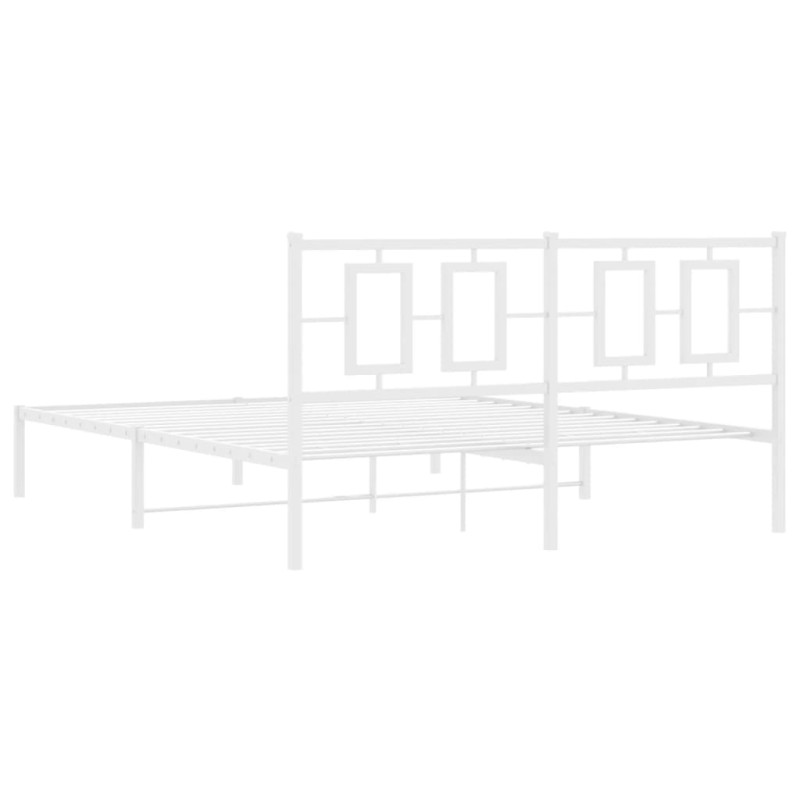Produktbild för Sängram med huvudgavel metall vit 160x200 cm