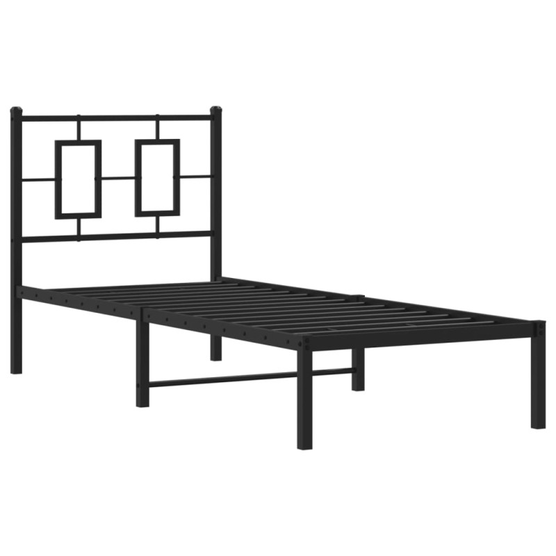Produktbild för Sängram med huvudgavel metall svart 80x200 cm
