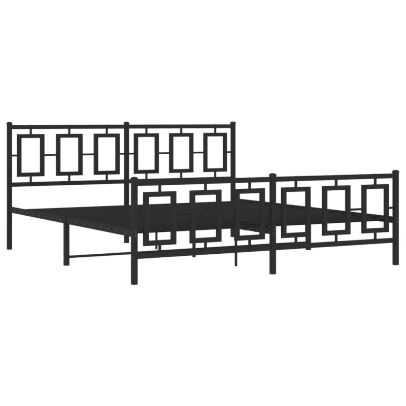 Produktbild för Sängram med huvudgavel och fotgavel svart metall 183x213 cm