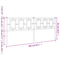 Produktbild för Huvudgavel metall svart 200 cm