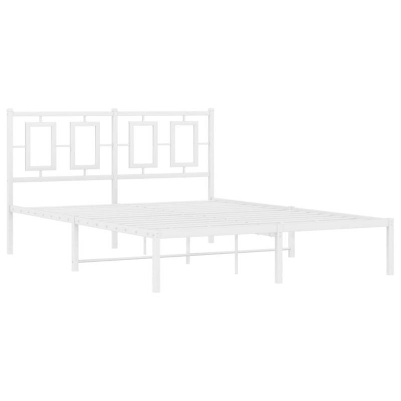 Produktbild för Sängram med huvudgavel metall vit 140x200 cm