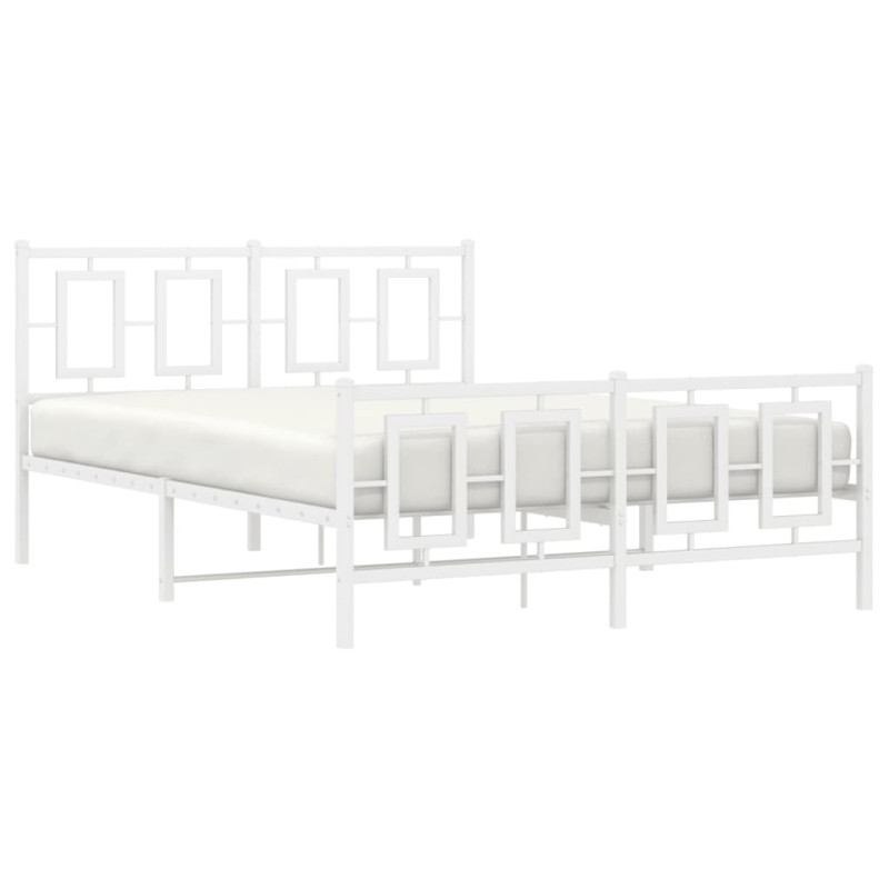 Produktbild för Sängram med huvudgavel och fotgavel vit metall 140x200 cm