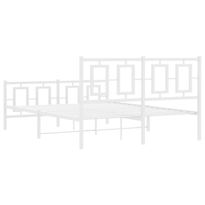 Produktbild för Sängram med huvudgavel och fotgavel vit metall 140x200 cm