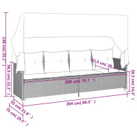 Miniatyr av produktbild för Solsäng med tak och dynor ljusgrå konstrotting